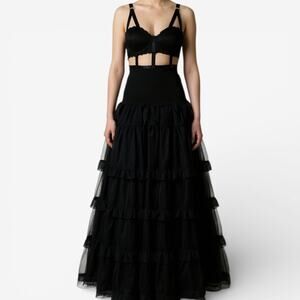 Midnight Muse Black Cutout Harness Lace Bodysuit Sz M